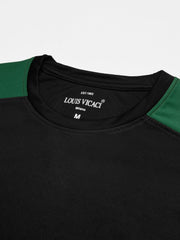 Louis Vicaci Summer Active Wear Tracksuit For Men-Black with Green Panels-SP1835/RT2453